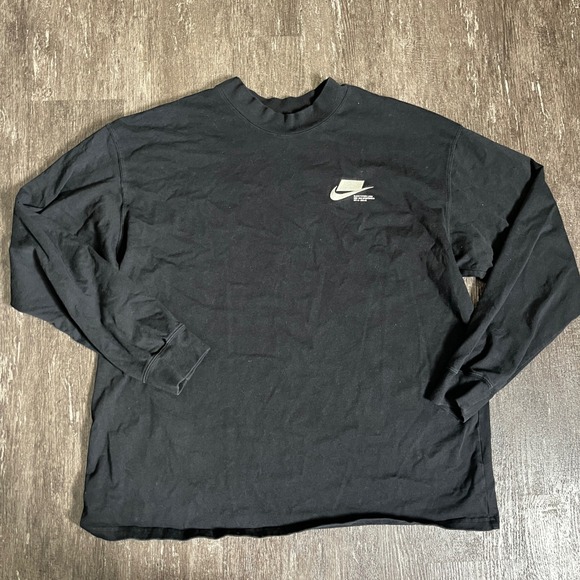 Nike NSW Block Futura Logo Long Sleeve The Nike Tee Black Mens XL - Picture 1 of 5